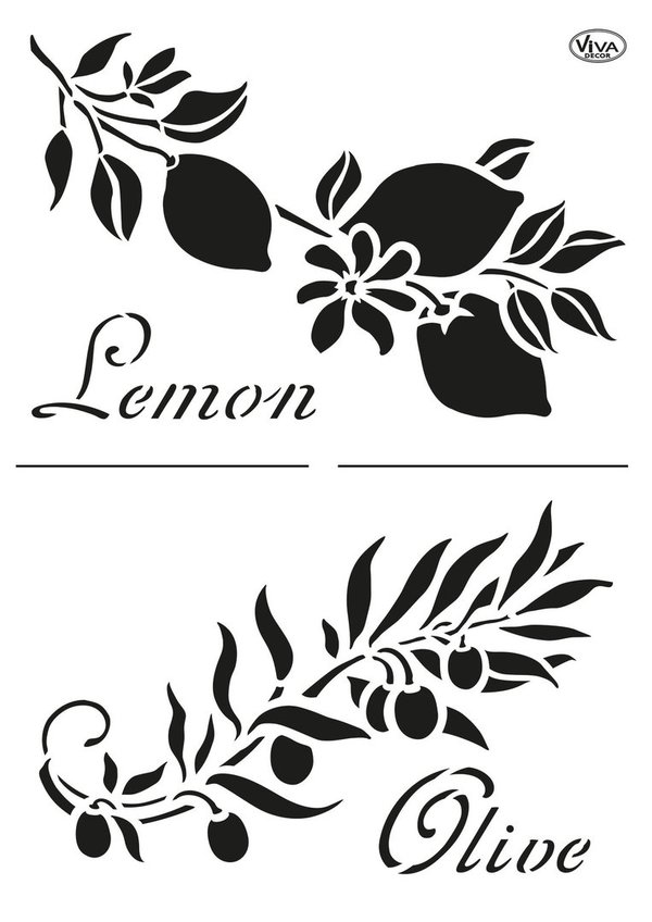 Schablone Olive Zitrone Lemon A4 Viva Decor Stencil DIY Malen