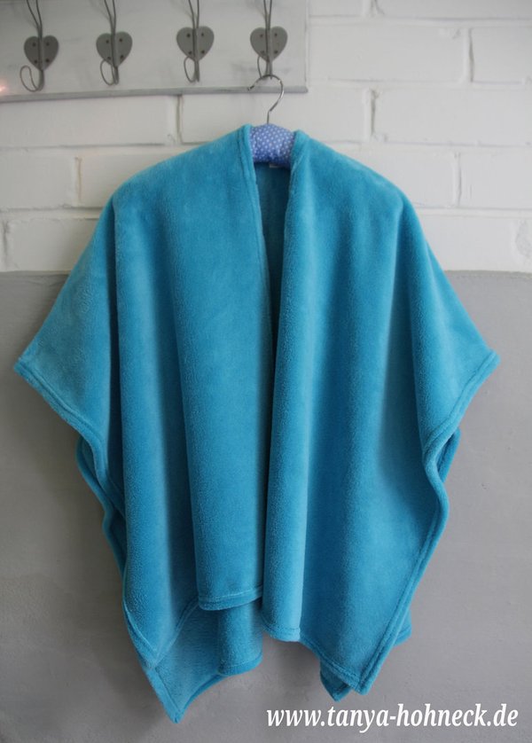 Poncho Stola Kurz Fleece, Wellness Yoga, viele Farben, 100% Polyester