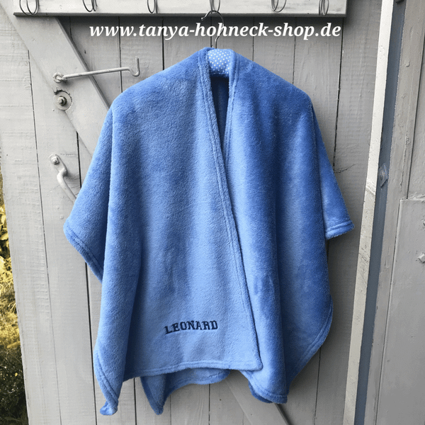 Poncho Stola Kurz Fleece, Wellness Yoga, viele Farben, 100% Polyester