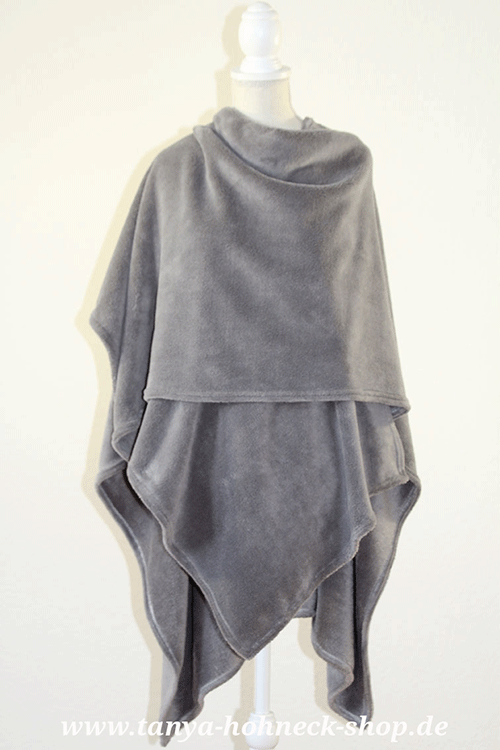 Poncho Cape Damen Fleece leicht & wärmend 100% Polyester