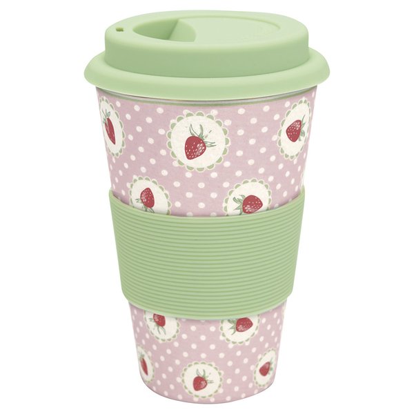 'Strawberry pink' Becher Coffee to go by GREENGATE Erdbeer Bambus