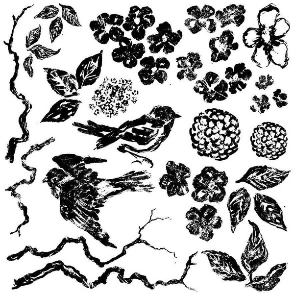 IOD Stamp 'Birds Branches Blossoms' Silikonstempel DEC-STA-BIR
