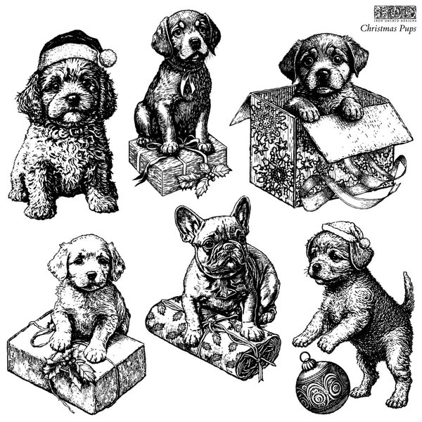 IOD Stamp 'CHRISTMAS PUPS' Silikonstempel Hunde Welpen DEC-STA-PUP