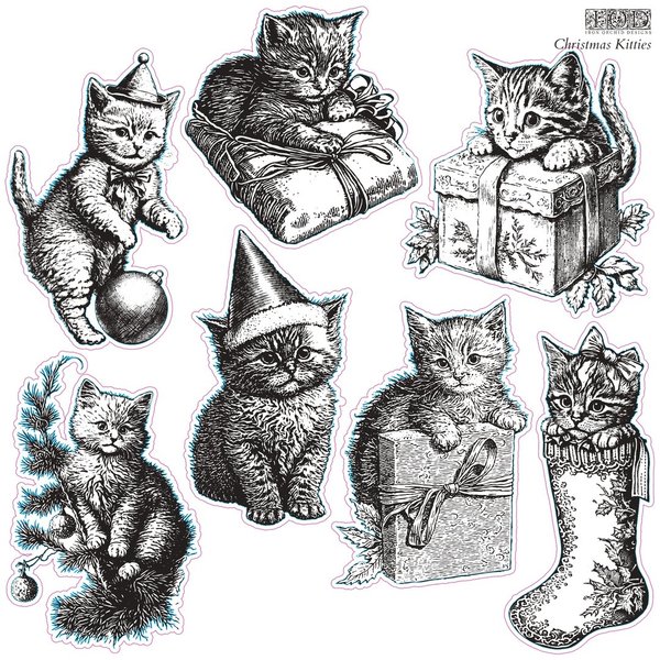 IOD Stamp 'CHRISTMAS KITTIES' Silikonstempel Katzen DEC-STA-KIT